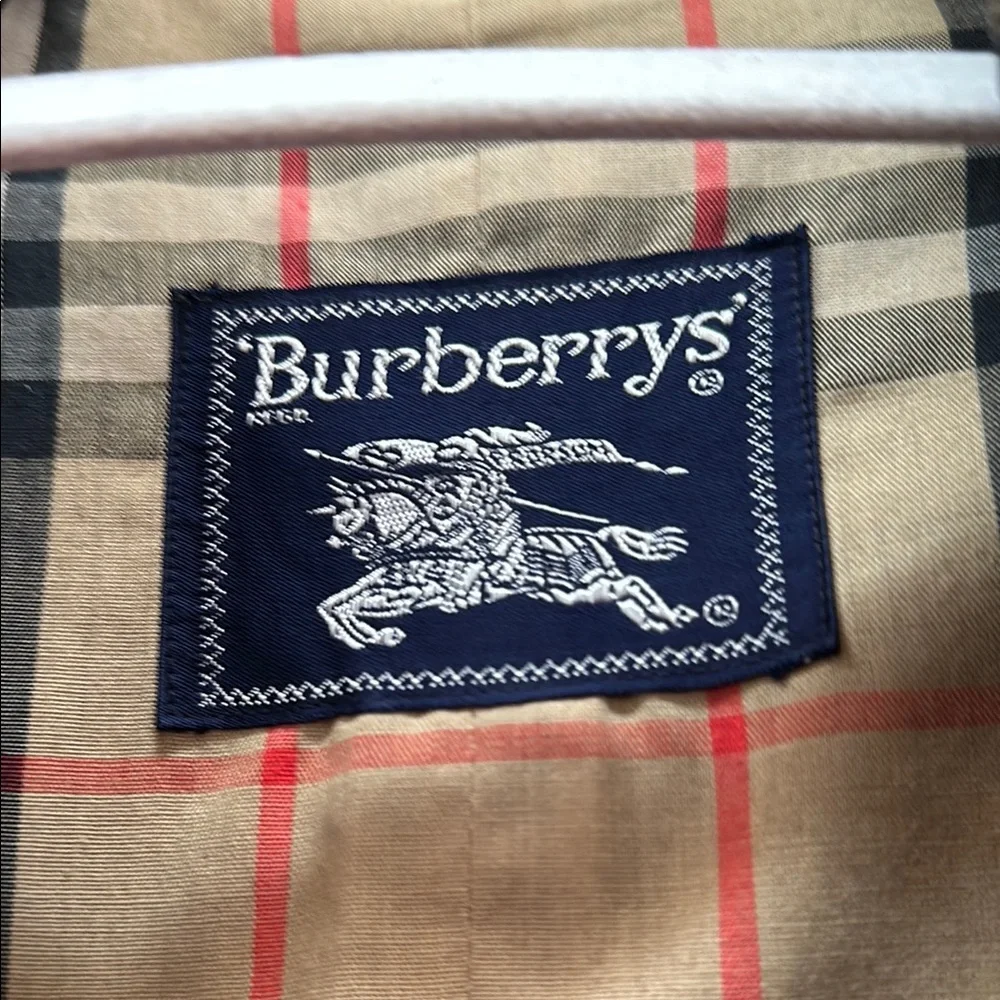 Burberrys Long Vintage Trench Coat Jacket Plaid Lining Black Size 10 X-Long - Picture 3 of 14
